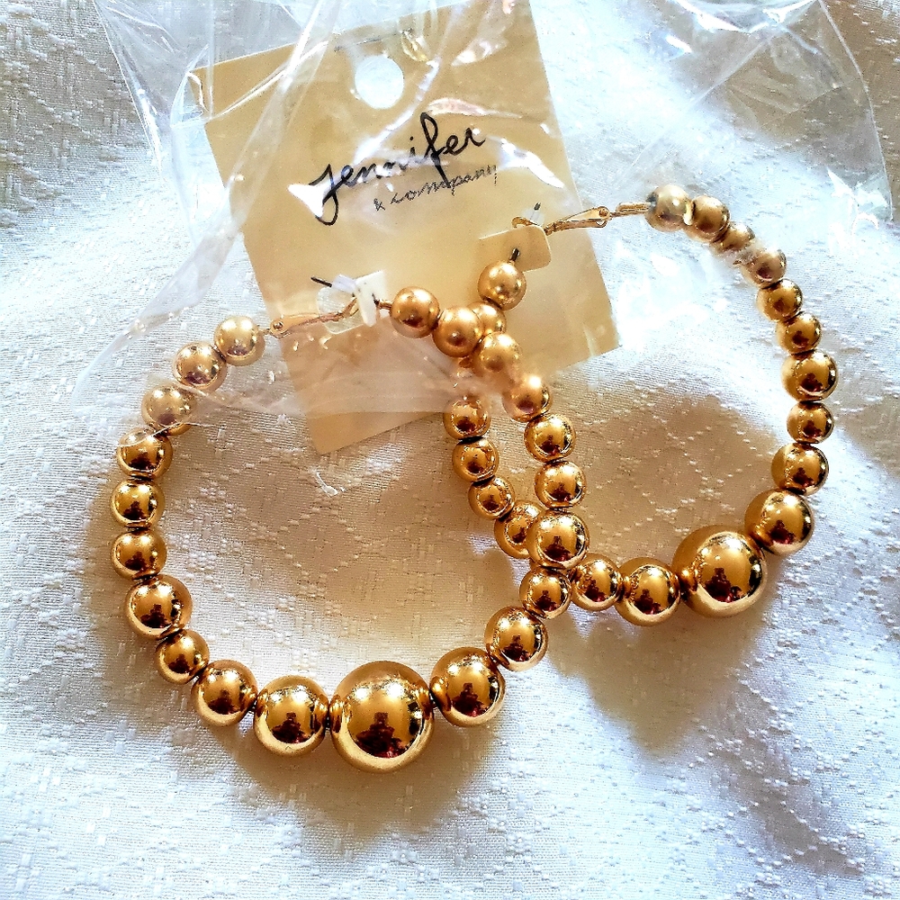 Cute gold statement hoops earrings